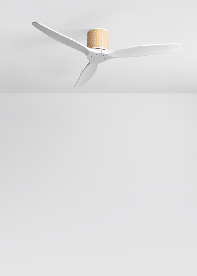 WIND CALM CUSTOM RATTAN - Ventilateur de plafond 40W silencieux Ø132 cm avec éclairage LED dans le corps et la lampe, image de la galerie 3