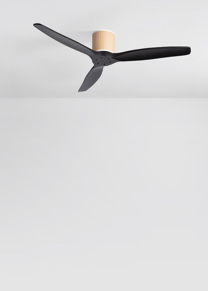 WIND CALM CUSTOM RATTAN - Ventilateur de plafond 40W silencieux Ø132 cm avec éclairage LED dans le corps et la lampe, image de la galerie 3