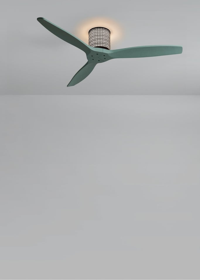 WIND CALM CUSTOM RATTAN - Ventilateur de plafond 40W silencieux Ø132 cm avec éclairage LED dans le corps et la lampe, image de la galerie 2