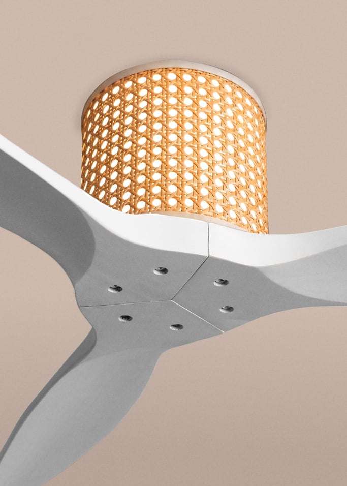 WIND CALM CUSTOM RATTAN - Ventilateur de plafond 40W silencieux Ø132 cm avec éclairage LED dans le corps et la lampe, image de la galerie 4