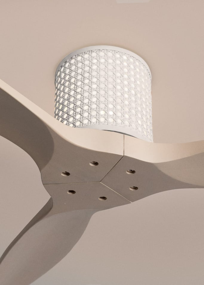 WIND CALM CUSTOM RATTAN - Ventilateur de plafond 40W silencieux Ø132 cm avec éclairage LED dans le corps et la lampe, image de la galerie 4