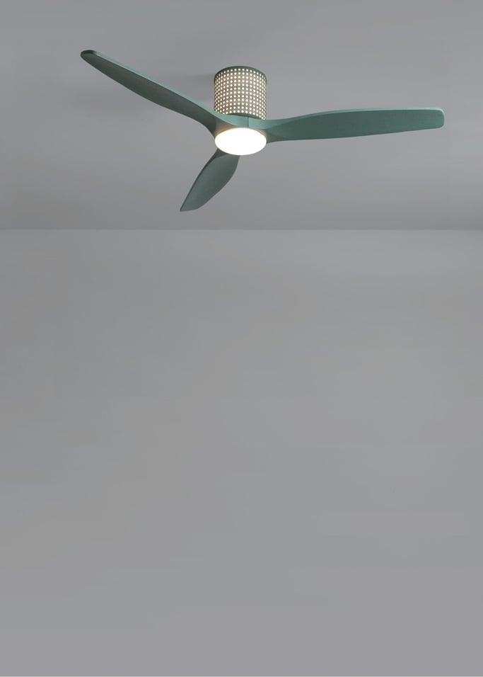 WIND CALM CUSTOM RATTAN - Ventilateur de plafond 40W silencieux Ø132 cm avec éclairage LED dans le corps et la lampe, image de la galerie 4