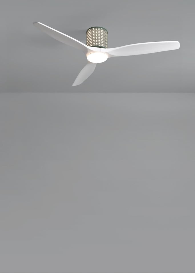 WIND CALM CUSTOM RATTAN - Ventilateur de plafond 40W silencieux Ø132 cm avec éclairage LED dans le corps et la lampe, image de la galerie 4