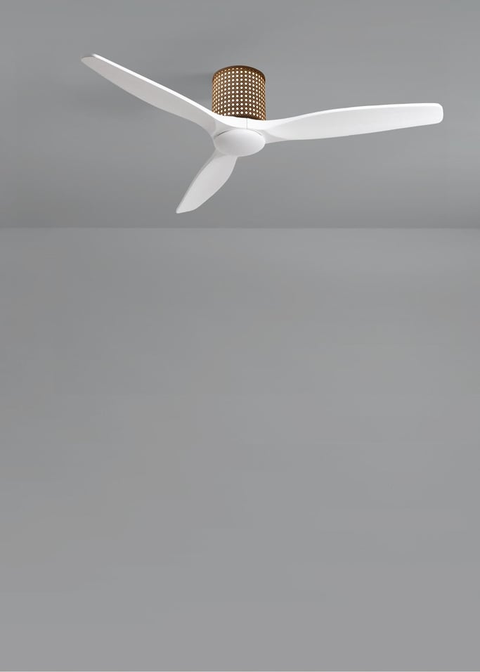 WIND CALM CUSTOM RATTAN - Ventilateur de plafond 40W silencieux Ø132 cm avec éclairage LED dans le corps et la lampe, image de la galerie 4