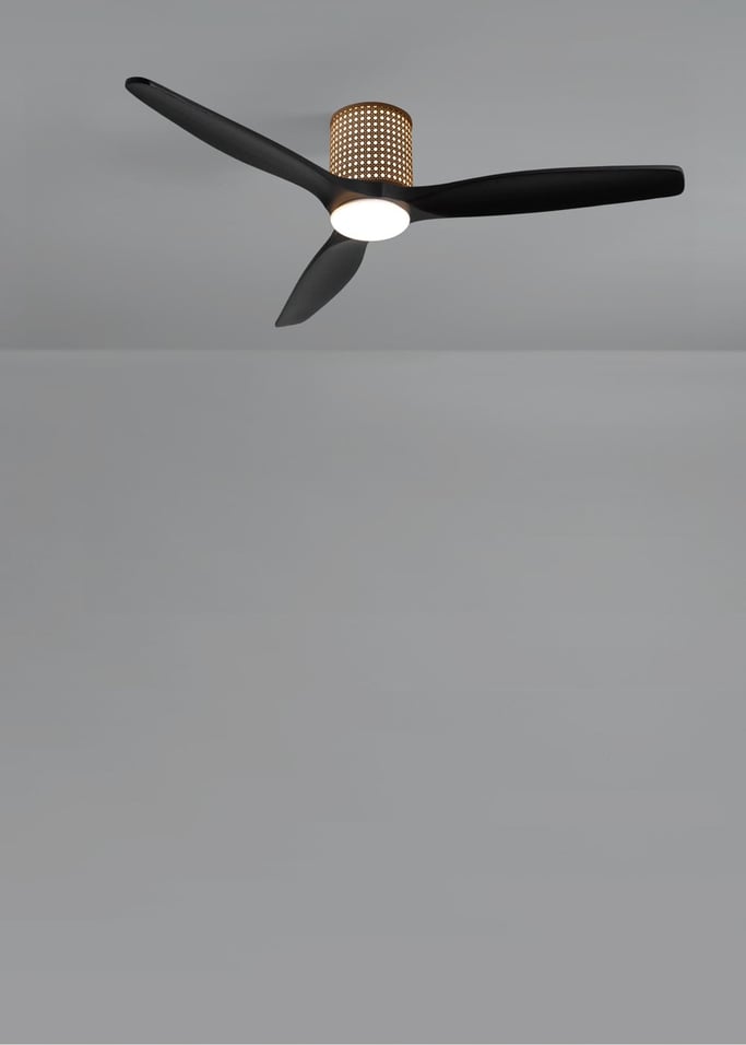 WIND CALM CUSTOM RATTAN - Ventilateur de plafond 40W silencieux Ø132 cm avec éclairage LED dans le corps et la lampe, image de la galerie 2