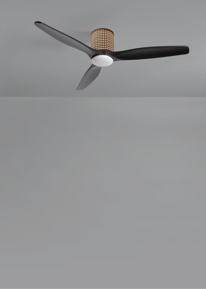 WIND CALM CUSTOM RATTAN - Ventilateur de plafond 40W silencieux Ø132 cm avec éclairage LED dans le corps et la lampe, image de la galerie 4
