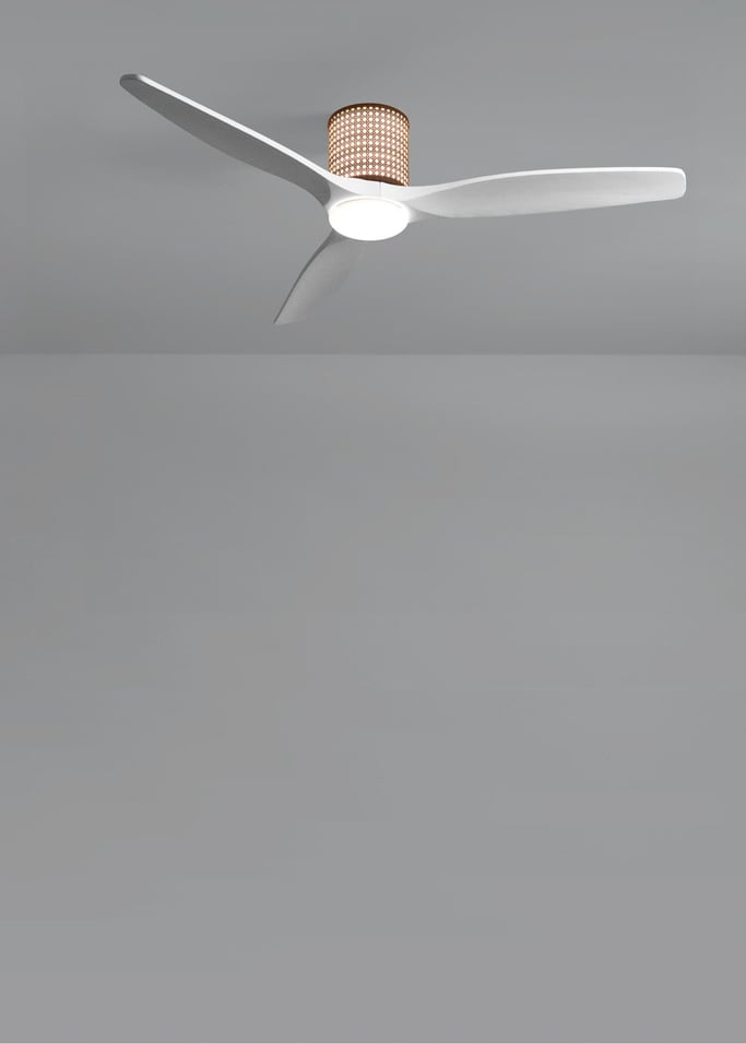WIND CALM CUSTOM RATTAN - Ventilateur de plafond 40W silencieux Ø132 cm avec éclairage LED dans le corps et la lampe, image de la galerie 2