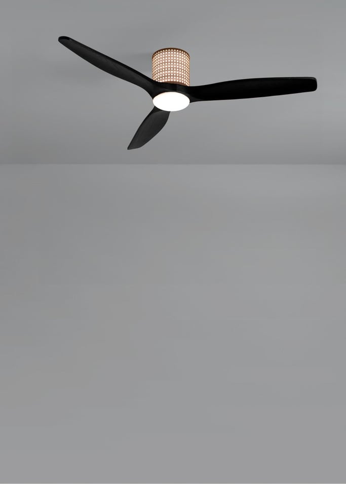 WIND CALM CUSTOM RATTAN - Ventilateur de plafond 40W silencieux Ø132 cm avec éclairage LED dans le corps et la lampe, image de la galerie 2