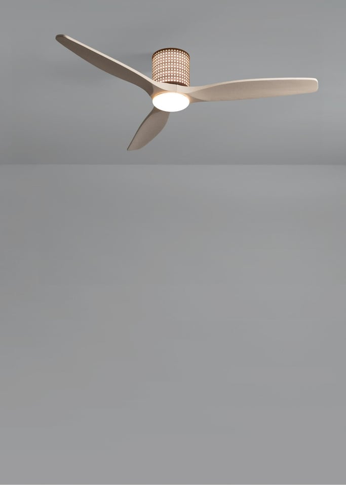 WIND CALM CUSTOM RATTAN - Ventilateur de plafond 40W silencieux Ø132 cm avec éclairage LED dans le corps et la lampe, image de la galerie 2