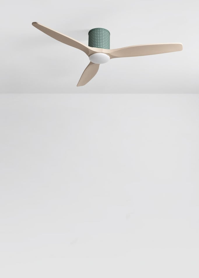WIND CALM CUSTOM RATTAN - Ventilateur de plafond 40W silencieux Ø132 cm avec éclairage LED dans le corps et la lampe, image de la galerie 2