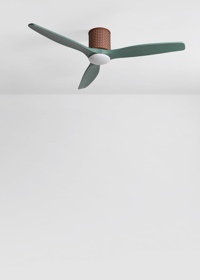 WIND CALM CUSTOM RATTAN - Ventilateur de plafond 40W silencieux Ø132 cm avec éclairage LED dans le corps et la lampe, image de la galerie 5