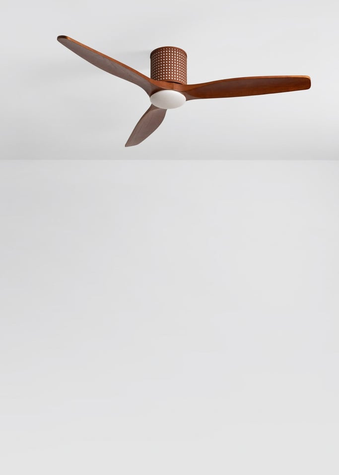 WIND CALM CUSTOM RATTAN - Ventilateur de plafond 40W silencieux Ø132 cm avec éclairage LED dans le corps et la lampe, image de la galerie 2