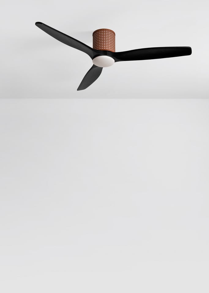 WIND CALM CUSTOM RATTAN - Ventilateur de plafond 40W silencieux Ø132 cm avec éclairage LED dans le corps et la lampe, image de la galerie 5