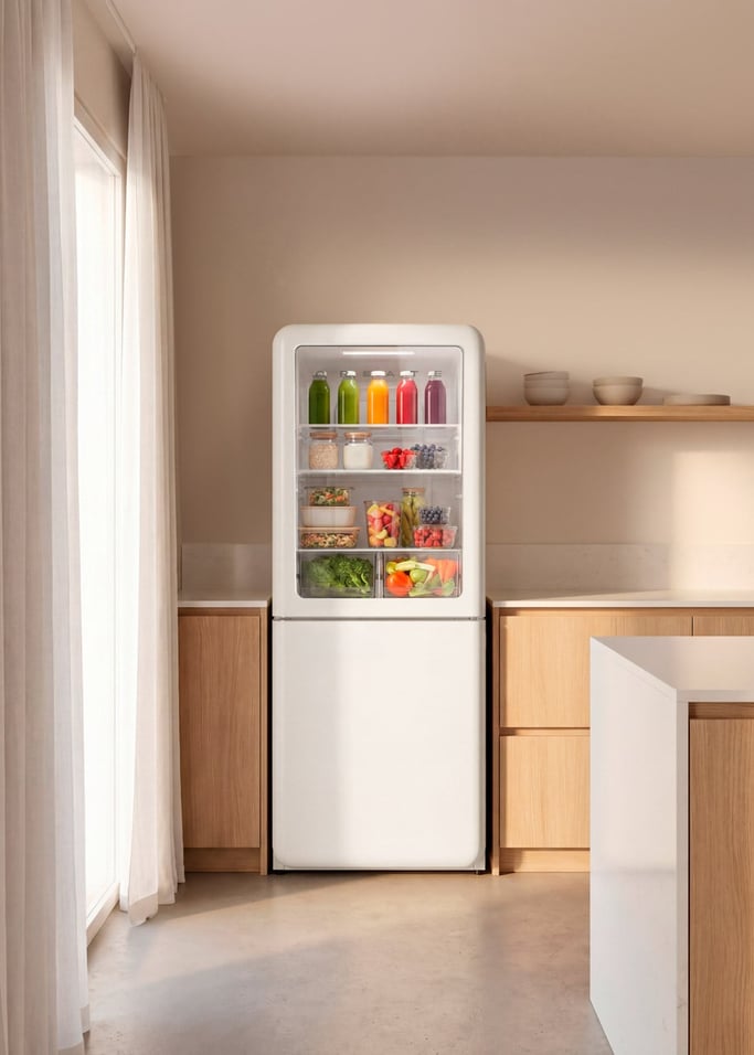 FRIDGE RETRO KNOCK KNOCK 401L - Réfrigérateur combiné No Frost 401 L avec fenêtre de visualisation au style rétro, image de la galerie 1