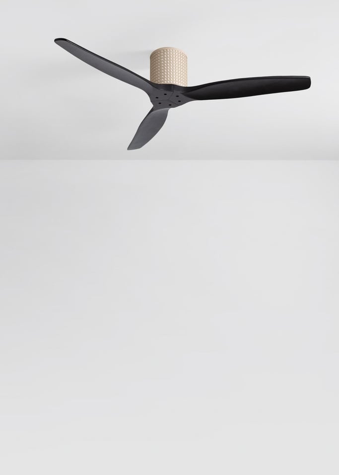 WIND CALM CUSTOM RATTAN - Ventilateur de plafond 40W silencieux Ø132 cm avec éclairage LED dans le corps et la lampe, image de la galerie 2