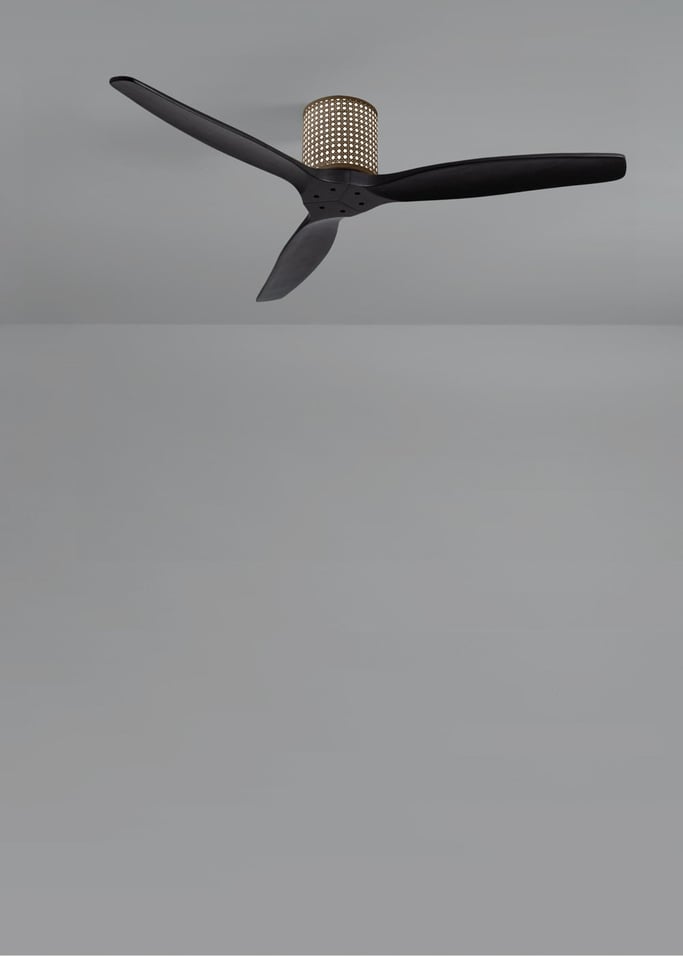 WIND CALM CUSTOM RATTAN - Ventilateur de plafond 40W silencieux Ø132 cm avec éclairage LED dans le corps et la lampe, image de la galerie 4