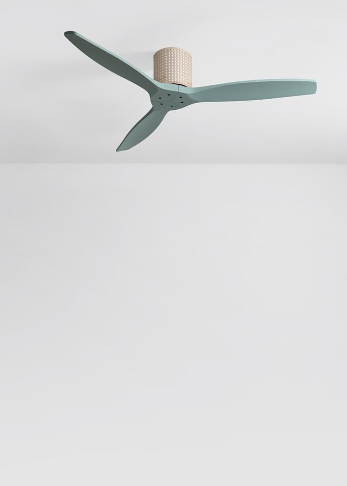 WIND CALM CUSTOM RATTAN - Ventilateur de plafond 40W silencieux Ø132 cm avec éclairage LED dans le corps et la lampe, image de la galerie 2
