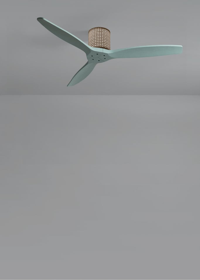 WIND CALM CUSTOM RATTAN - Ventilateur de plafond 40W silencieux Ø132 cm avec éclairage LED dans le corps et la lampe, image de la galerie 4