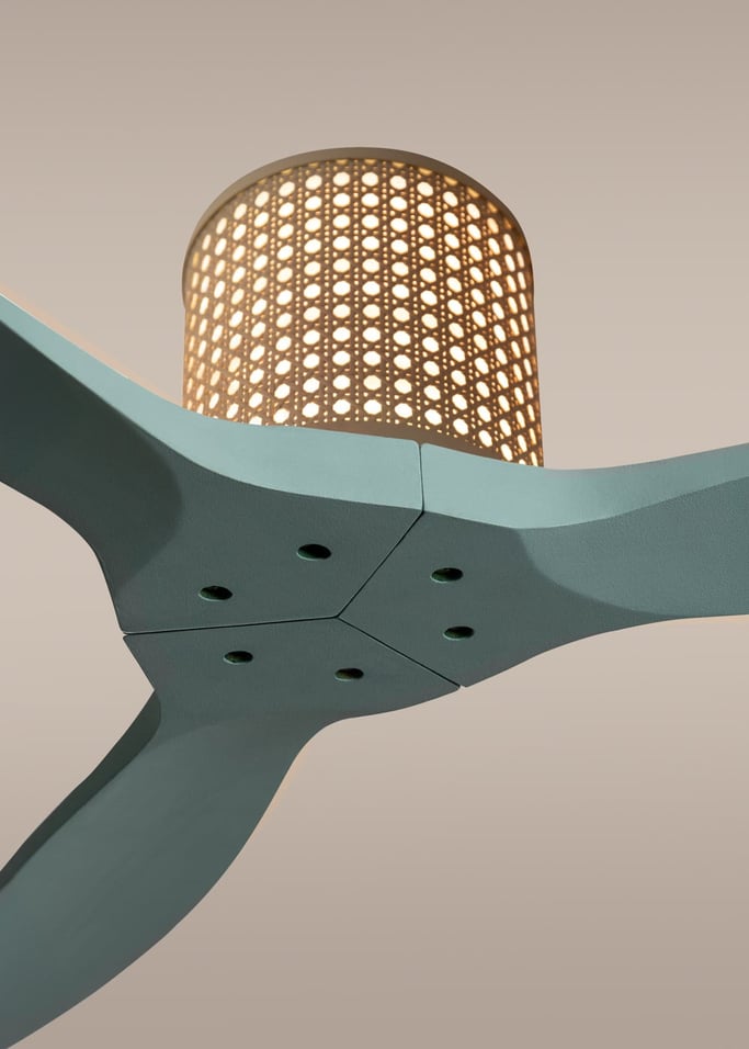 WIND CALM CUSTOM RATTAN - Ventilateur de plafond 40W silencieux Ø132 cm avec éclairage LED dans le corps et la lampe, image de la galerie 3