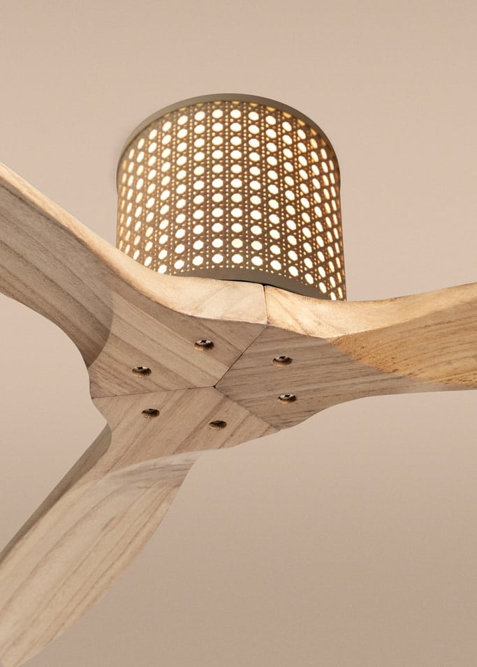 WIND CALM CUSTOM RATTAN - Ventilateur de plafond 40W silencieux Ø132 cm avec éclairage LED dans le corps et la lampe, image de la galerie 3