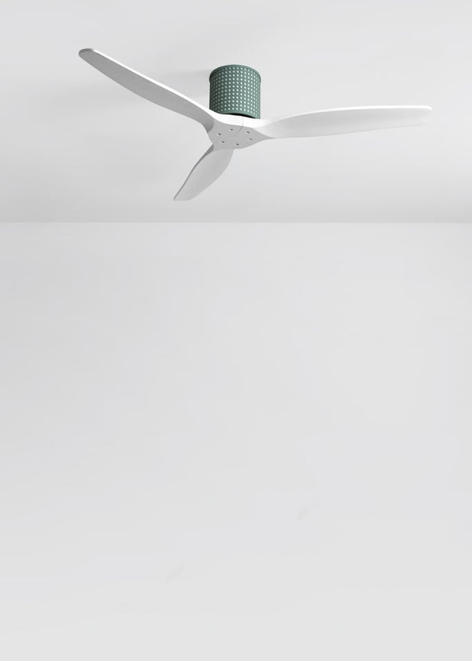WIND CALM CUSTOM RATTAN - Ventilateur de plafond 40W silencieux Ø132 cm avec éclairage LED dans le corps et la lampe, image de la galerie 2