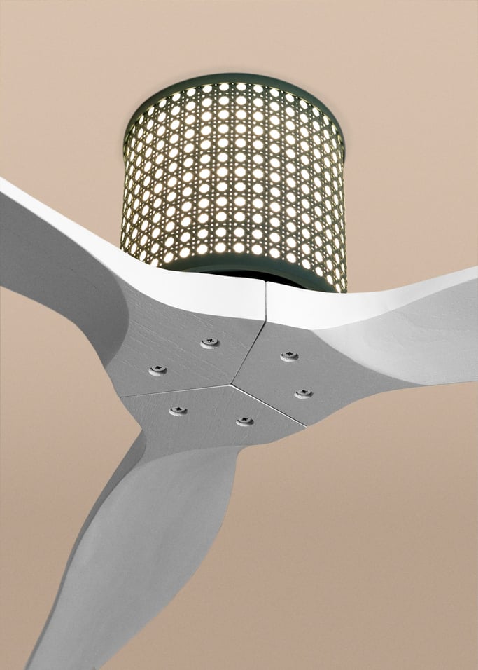 WIND CALM CUSTOM RATTAN - Ventilateur de plafond 40W silencieux Ø132 cm avec éclairage LED dans le corps et la lampe, image de la galerie 3