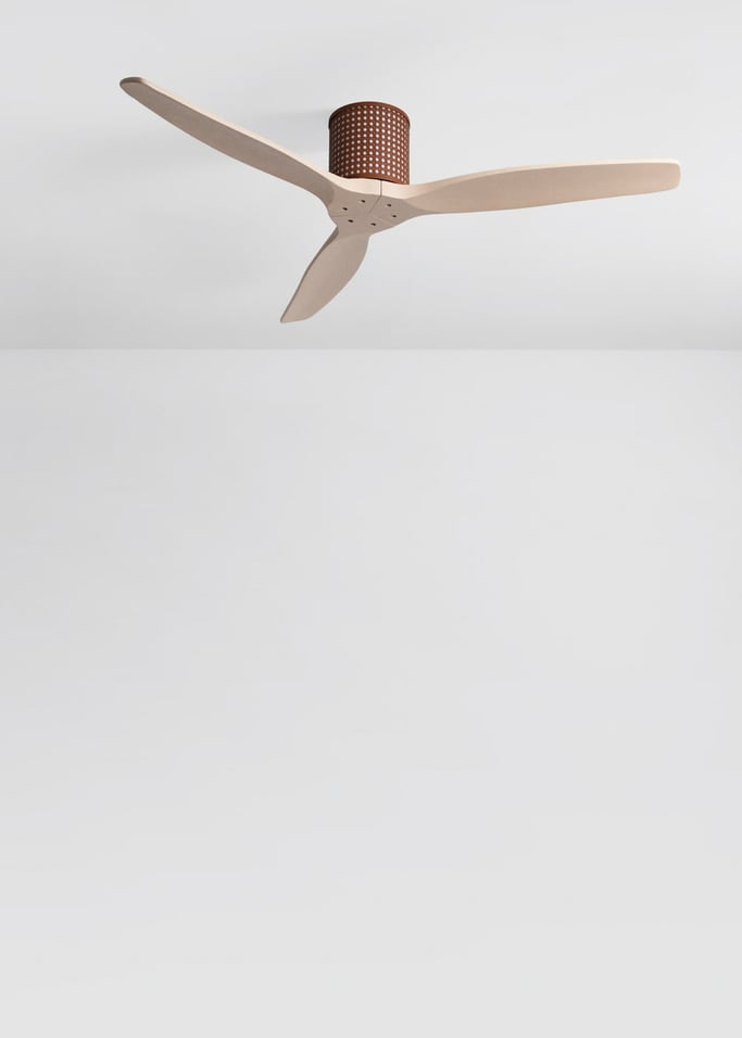 WIND CALM CUSTOM RATTAN - Ventilateur de plafond 40W silencieux Ø132 cm avec éclairage LED dans le corps et la lampe, image de la galerie 1