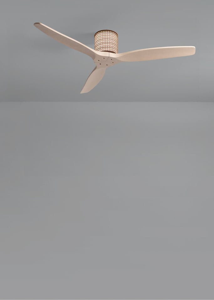 WIND CALM CUSTOM RATTAN - Ventilateur de plafond 40W silencieux Ø132 cm avec éclairage LED dans le corps et la lampe, image de la galerie 3