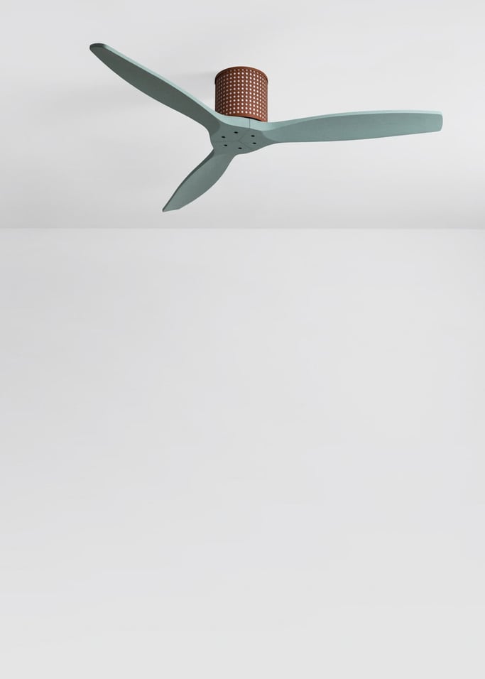 WIND CALM CUSTOM RATTAN - Ventilateur de plafond 40W silencieux Ø132 cm avec éclairage LED dans le corps et la lampe, image de la galerie 2