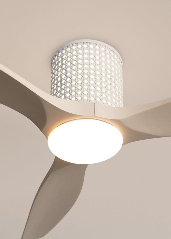 WIND CALM CUSTOM RATTAN - Ventilateur de plafond 40W silencieux Ø132 cm avec éclairage LED dans le corps et la lampe, image de la galerie 5