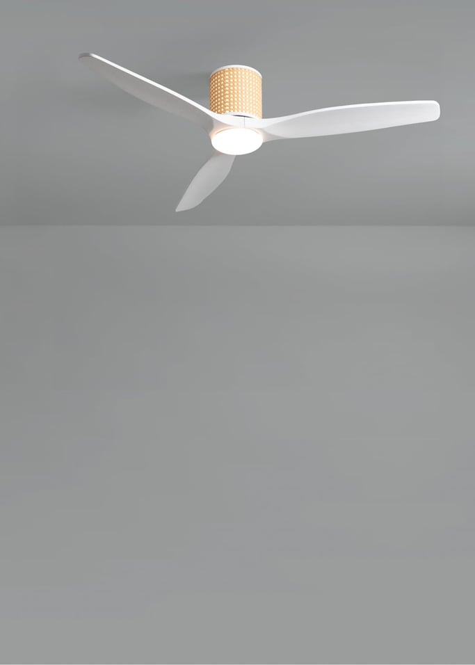 WIND CALM CUSTOM RATTAN - Ventilateur de plafond 40W silencieux Ø132 cm avec éclairage LED dans le corps et la lampe, image de la galerie 5