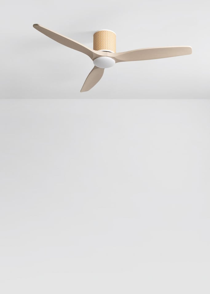 WIND CALM CUSTOM RATTAN - Ventilateur de plafond 40W silencieux Ø132 cm avec éclairage LED dans le corps et la lampe, image de la galerie 3