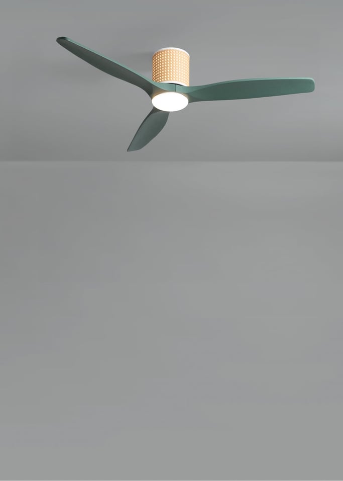 WIND CALM CUSTOM RATTAN - Ventilateur de plafond 40W silencieux Ø132 cm avec éclairage LED dans le corps et la lampe, image de la galerie 5