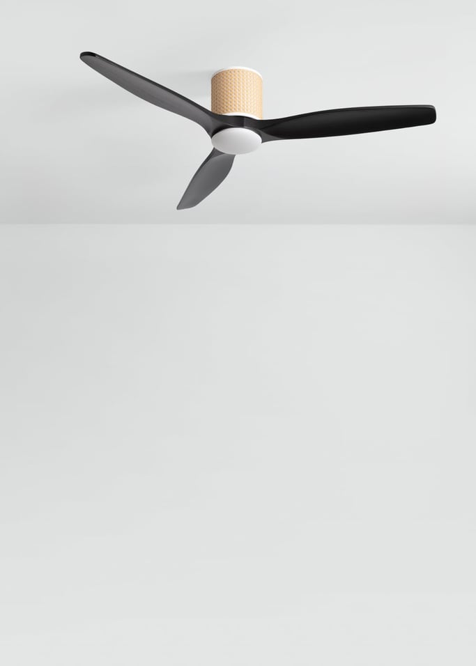 WIND CALM CUSTOM RATTAN - Ventilateur de plafond 40W silencieux Ø132 cm avec éclairage LED dans le corps et la lampe, image de la galerie 3