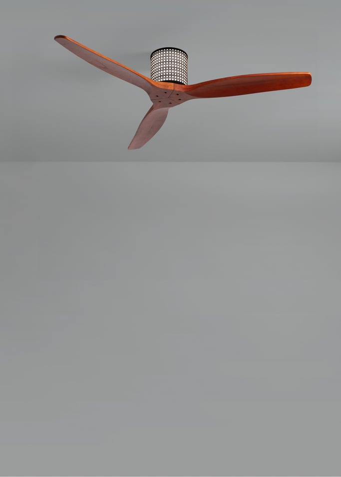 WIND CALM CUSTOM RATTAN - Ventilateur de plafond 40W silencieux Ø132 cm avec éclairage LED dans le corps et la lampe, image de la galerie 4