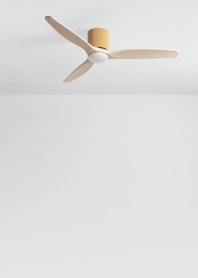 WIND CALM CUSTOM WOVEN - Ventilateur de plafond silencieux 40W Ø132 cm en bois 100 % avec lumière LED, image de la galerie 2