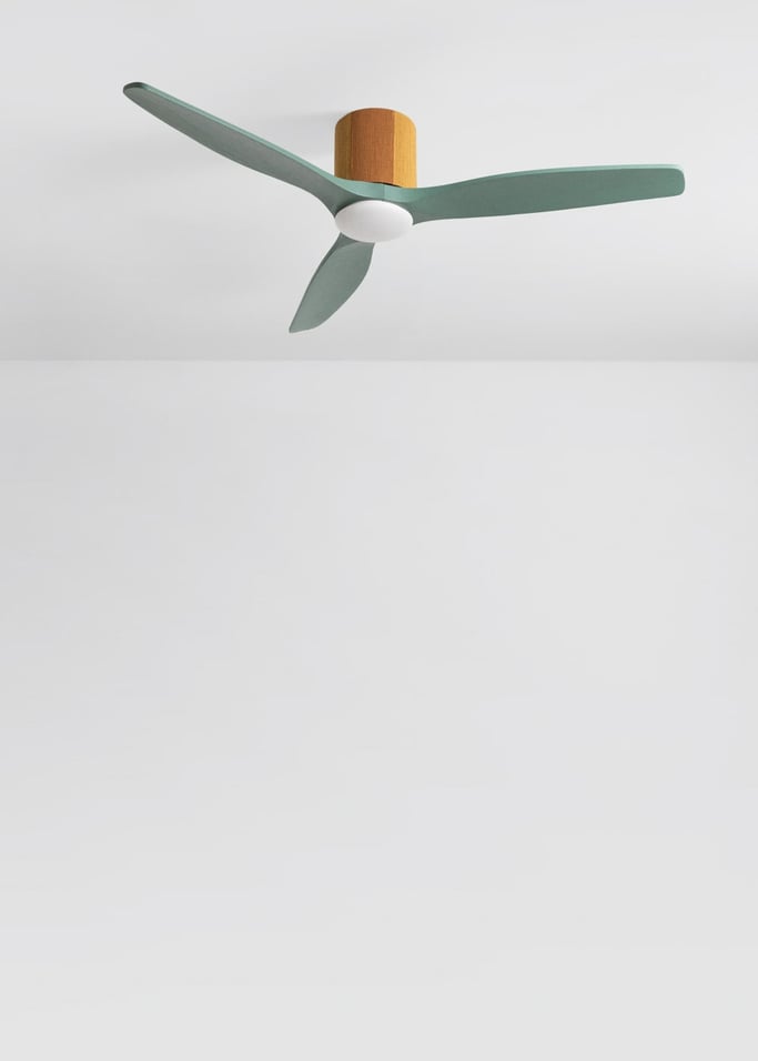 WIND CALM CUSTOM WOVEN - Ventilateur de plafond silencieux 40W Ø132 cm en bois 100 % avec lumière LED, image de la galerie 2