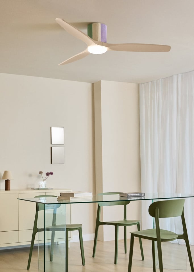 WIND CALM CUSTOM WOVEN - Ventilateur de plafond silencieux 40W Ø132 cm en bois 100 % avec lumière LED, image de la galerie 1