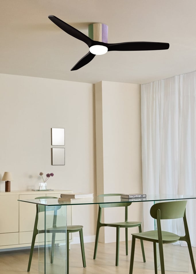 WIND CALM CUSTOM WOVEN - Ventilateur de plafond silencieux 40W Ø132 cm en bois 100 % avec lumière LED, image de la galerie 1