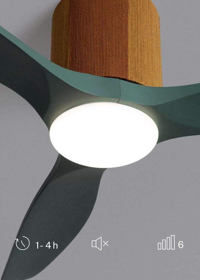 WIND CALM CUSTOM WOVEN - Ventilateur de plafond silencieux 40W Ø132 cm en bois 100 % avec lumière LED, image de la galerie 3