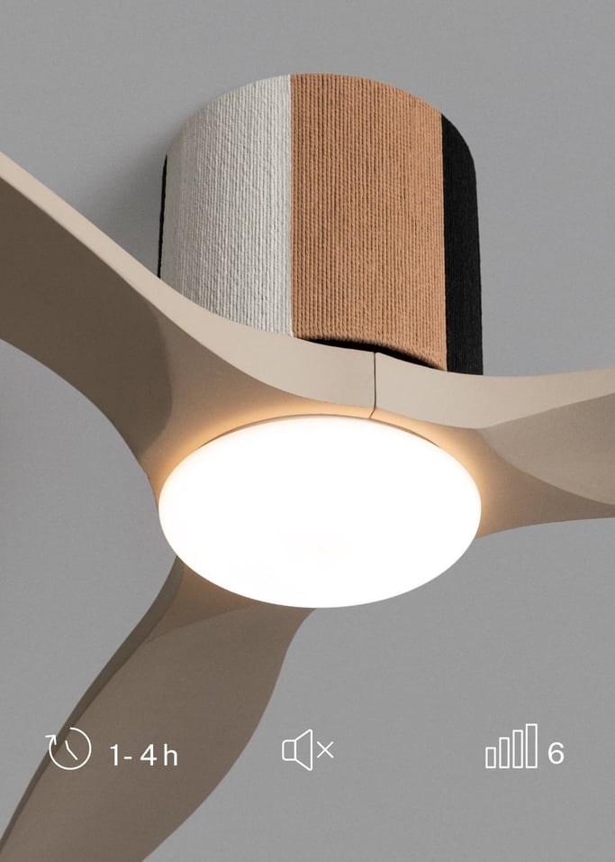 WIND CALM CUSTOM WOVEN - Ventilateur de plafond silencieux 40W Ø132 cm en bois 100 % avec lumière LED, image de la galerie 4