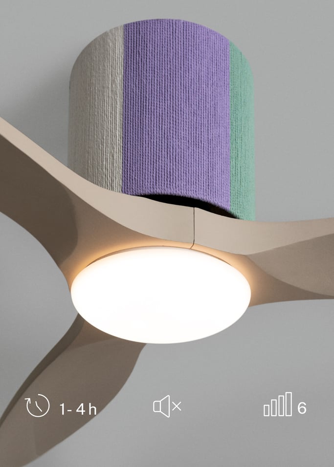 WIND CALM CUSTOM WOVEN - Ventilateur de plafond silencieux 40W Ø132 cm en bois 100 % avec lumière LED, image de la galerie 5