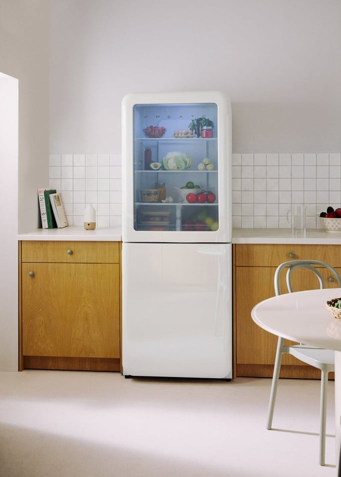 FRIDGE RETRO KNOCK KNOCK 401L - Toquez à la porte pour voir l'intérieur sans ouvrir le réfrigérateur, image de la galerie 1