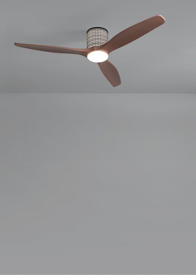 WIND CALM CUSTOM RATTAN - Ventilateur de plafond 40W silencieux Ø132 cm avec éclairage LED dans le corps et la lampe, image de la galerie 4