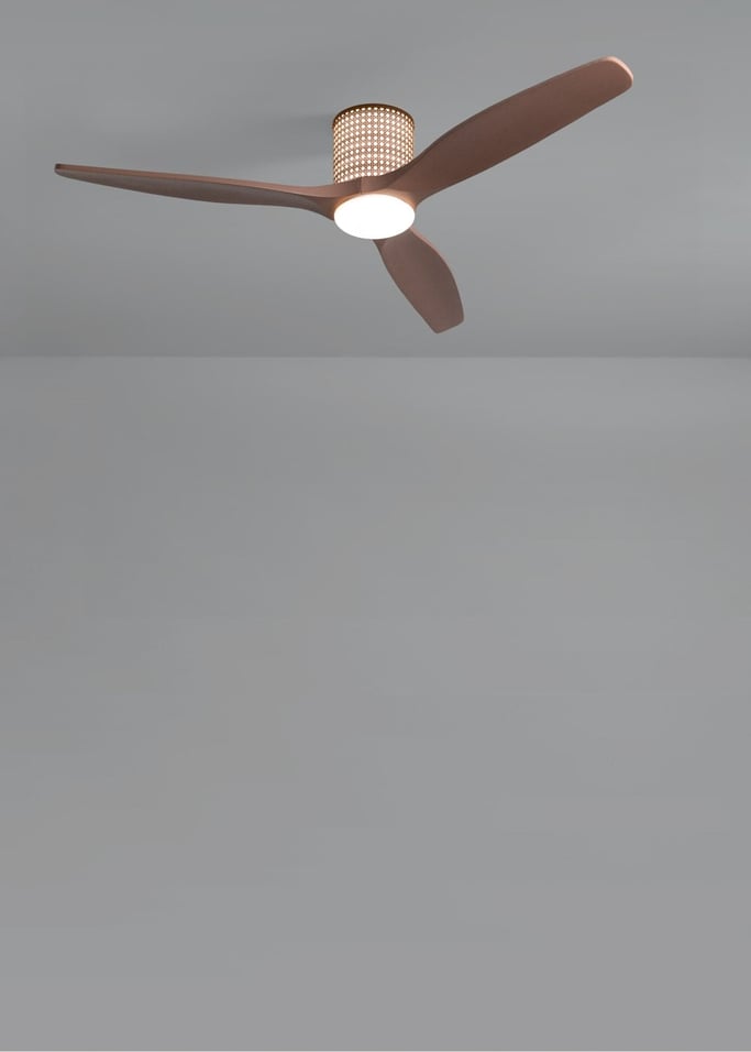 WIND CALM CUSTOM RATTAN - Ventilateur de plafond 40W silencieux Ø132 cm avec éclairage LED dans le corps et la lampe, image de la galerie 4