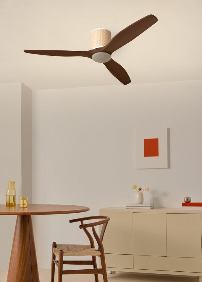 WIND CALM CUSTOM RATTAN - Ventilateur de plafond 40W silencieux Ø132 cm avec éclairage LED dans le corps et la lampe, image de la galerie 2