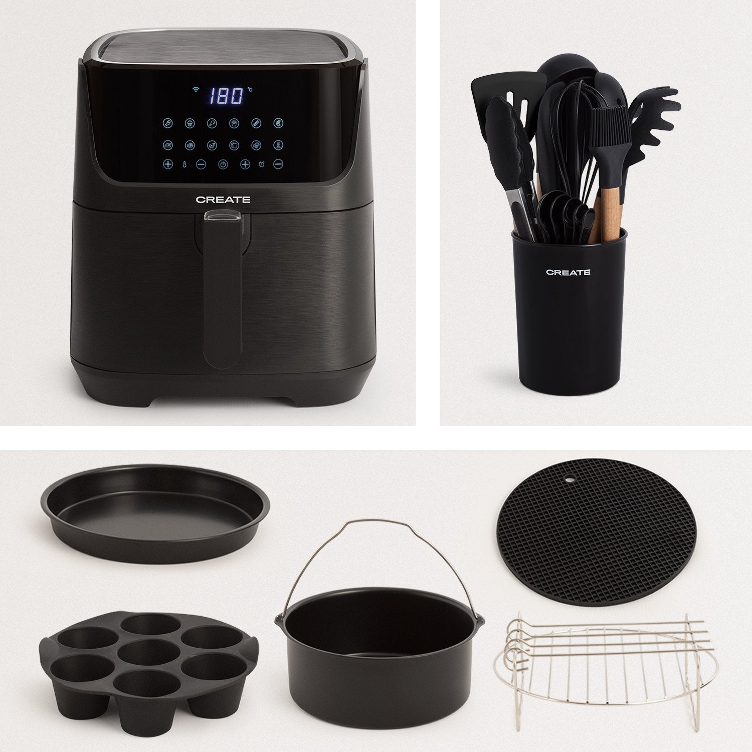 kit per friggitrice ad aria calda universale 12 pezzi da 7 pollici con accessori per cestini per torte Zerone Kit per friggitrice ad aria 