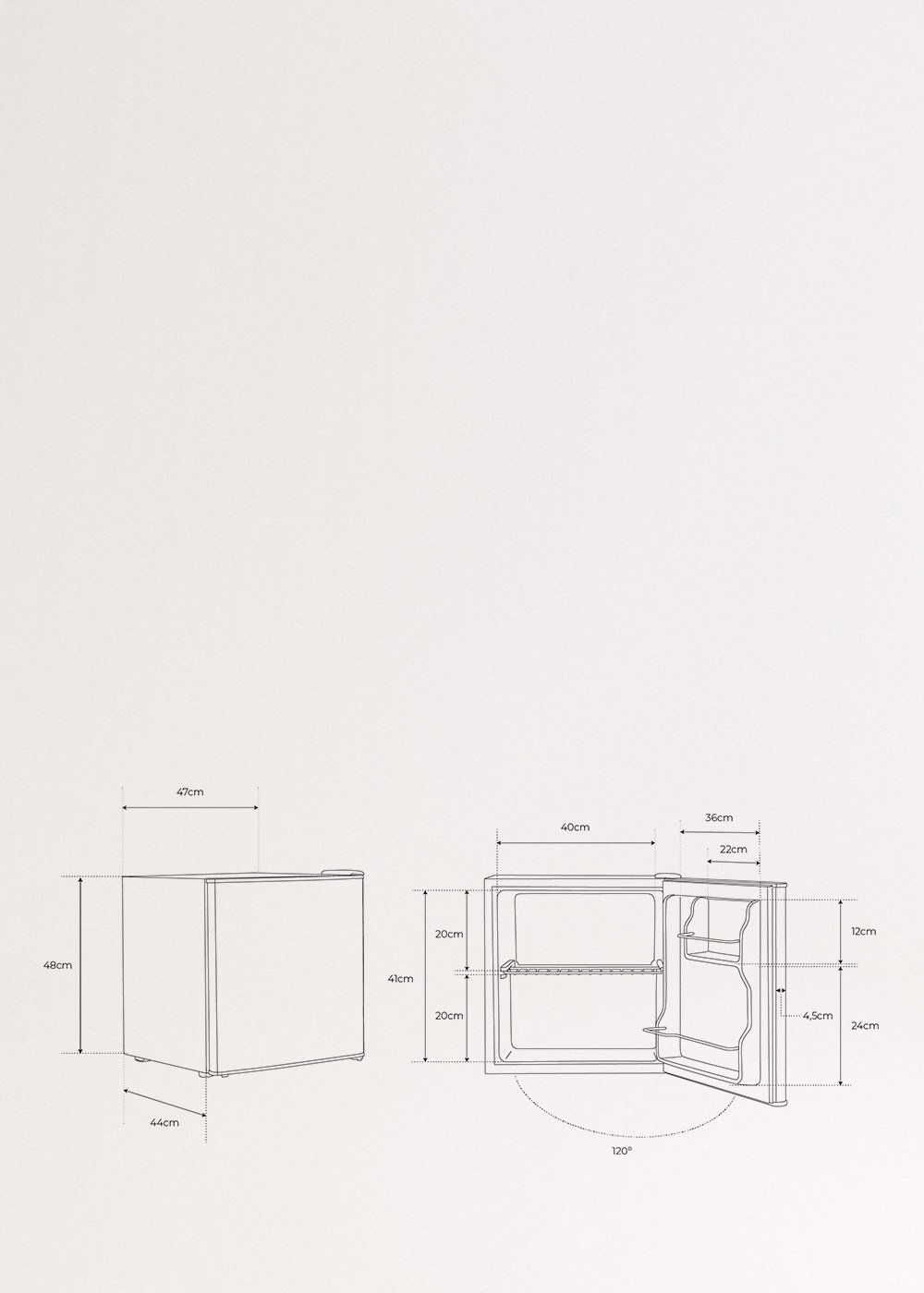 FRIDGE MINIBAR 43L - Mini frigo con porta reversibile, medidas foto vertical