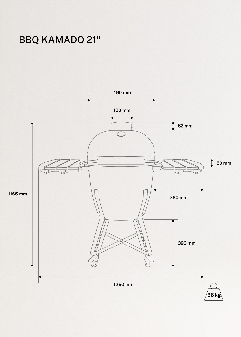 BBQ KAMADO - Barbecue affumicatore in ceramica, medidas foto vertical