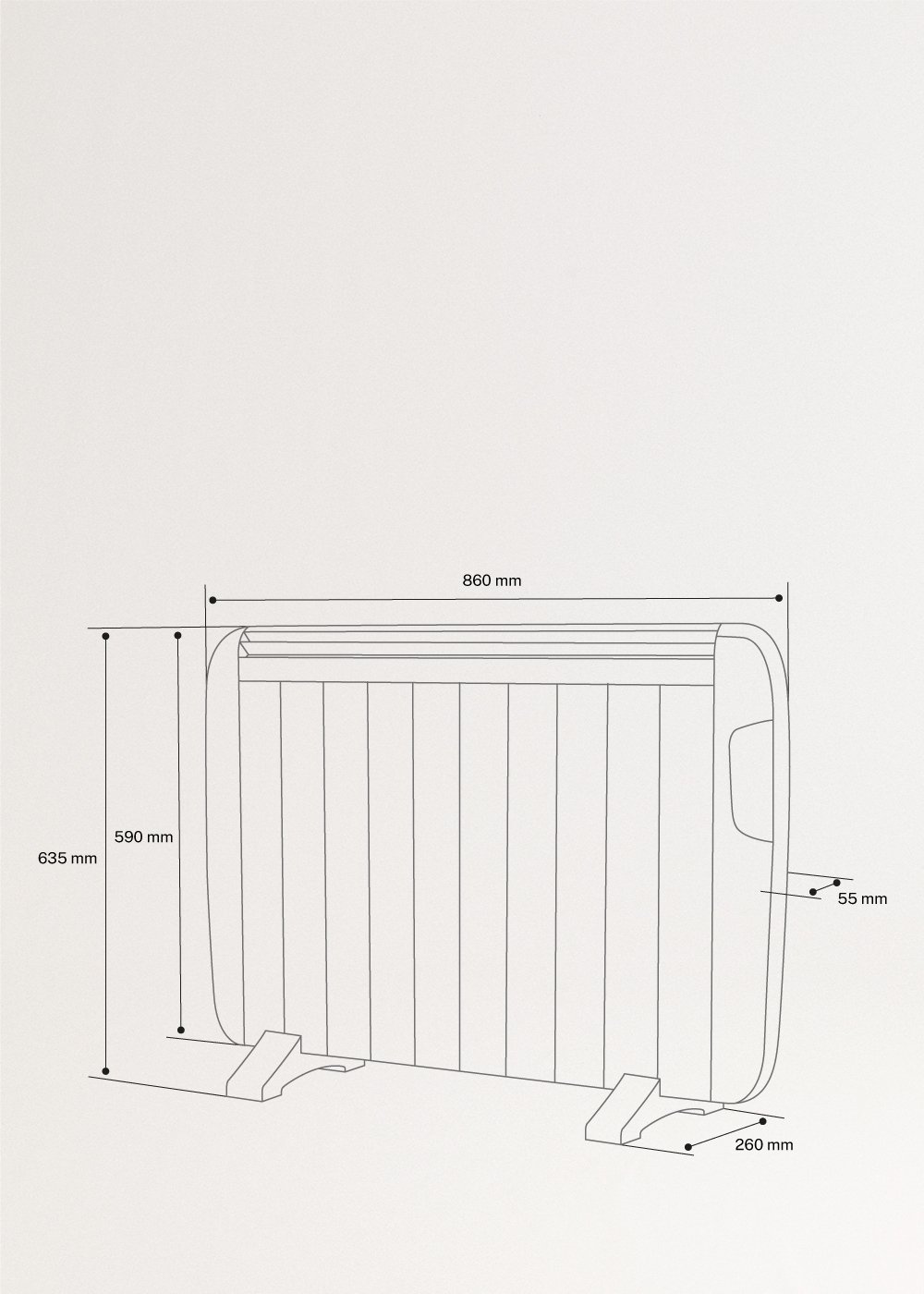 WARM SLIM 1500W - Convettore elettrico con Wifi, medidas foto vertical